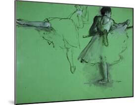 Dancers Practising at the Barre-Edgar Degas-Mounted Art Print