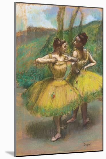 Dancers with Yellow Skirts (Two Dancers in Yellow), C.1896-Edgar Degas-Mounted Giclee Print