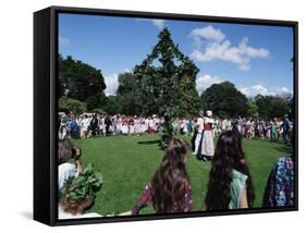 Dances Around the Maypole, Midsummer Festival, Sweden, Scandinavia-Adina Tovy-Framed Stretched Canvas