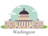 Illustration of Capitol White House in Washington-danceyourlife-Mounted Art Print