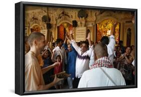 Dancing and chanting at Krishna-Balaram temple, Vrindavan, Uttar Pradesh, India-Godong-Framed Photographic Print