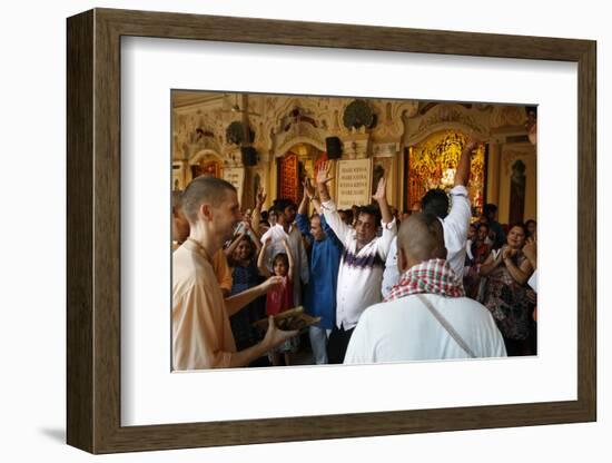 Dancing and chanting at Krishna-Balaram temple, Vrindavan, Uttar Pradesh, India-Godong-Framed Photographic Print