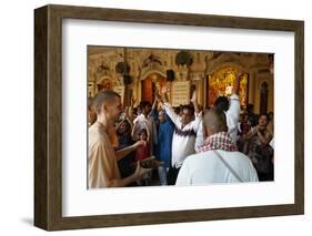 Dancing and chanting at Krishna-Balaram temple, Vrindavan, Uttar Pradesh, India-Godong-Framed Photographic Print