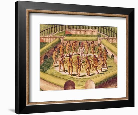 Dancing around a Captive before the Hut Containing the Tamerkas or Idols-Theodore de Bry-Framed Giclee Print