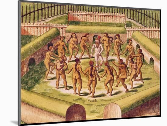 Dancing around a Captive before the Hut Containing the Tamerkas or Idols-Theodore de Bry-Mounted Giclee Print