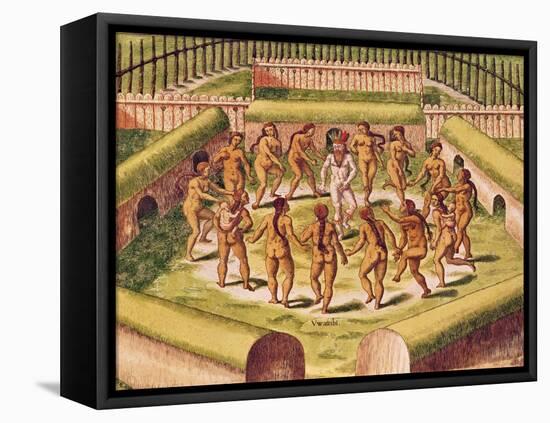 Dancing around a Captive before the Hut Containing the Tamerkas or Idols-Theodore de Bry-Framed Stretched Canvas