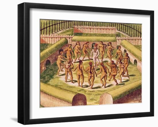 Dancing around a Captive before the Hut Containing the Tamerkas or Idols-Theodore de Bry-Framed Giclee Print