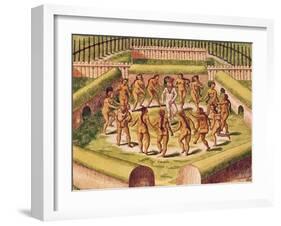 Dancing around a Captive before the Hut Containing the Tamerkas or Idols-Theodore de Bry-Framed Giclee Print