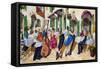 Dancing at Cafe da Vinci-Ronald West-Framed Stretched Canvas