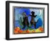 Dancing Black Cats Halloween-sylvia pimental-Framed Art Print