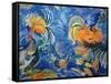 Dancing Cockerel Design-LG Buchanan-Framed Stretched Canvas