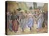 Dancing Countrywomen-Camille Pissarro-Stretched Canvas