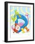 Dancing D-Blue Fish-Framed Art Print