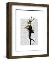 Dancing Deer with Violin-Fab Funky-Framed Art Print