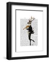 Dancing Deer with Violin-Fab Funky-Framed Art Print