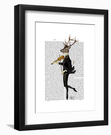 Dancing Deer with Violin-Fab Funky-Framed Art Print