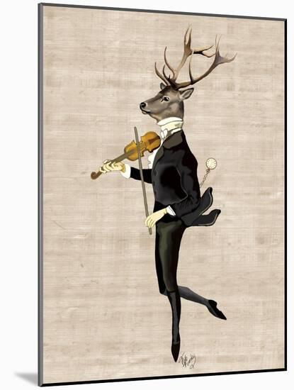 Dancing Deer with Violin-Fab Funky-Mounted Art Print