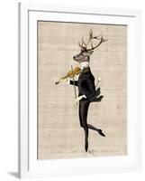 Dancing Deer with Violin-Fab Funky-Framed Art Print