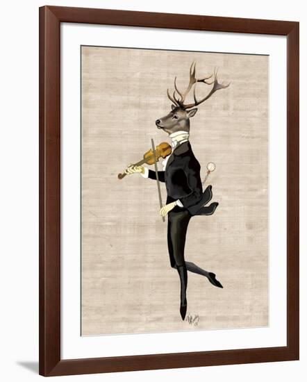 Dancing Deer with Violin-Fab Funky-Framed Art Print