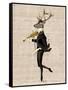 Dancing Deer with Violin-Fab Funky-Framed Stretched Canvas