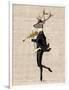 Dancing Deer with Violin-Fab Funky-Framed Art Print