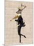 Dancing Deer with Violin-Fab Funky-Mounted Art Print