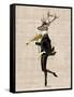 Dancing Deer with Violin-Fab Funky-Framed Stretched Canvas