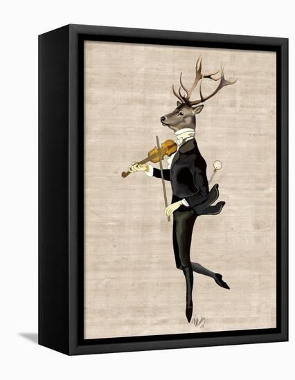 Dancing Deer with Violin-Fab Funky-Framed Stretched Canvas