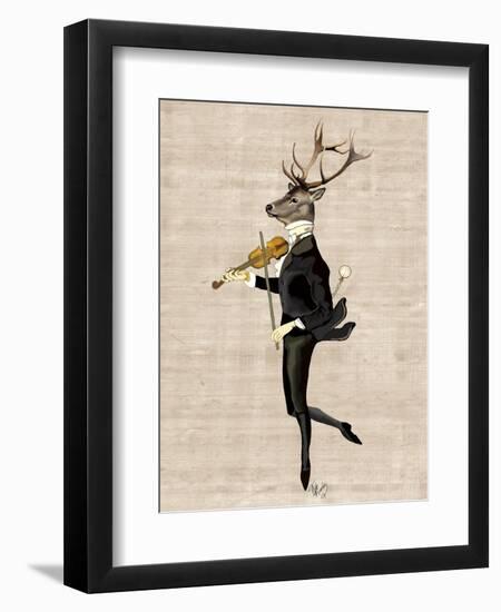 Dancing Deer with Violin-Fab Funky-Framed Art Print