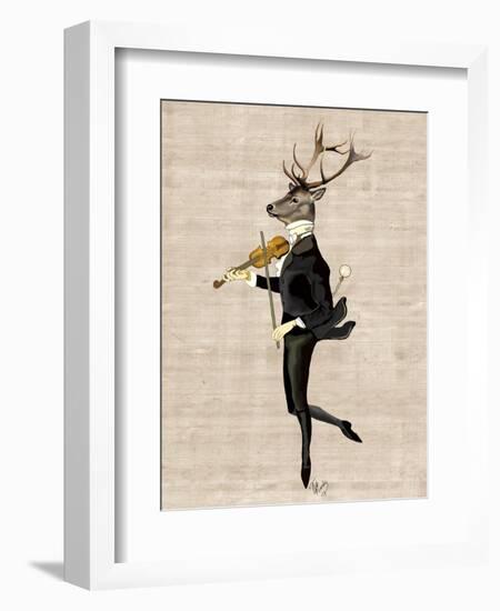 Dancing Deer with Violin-Fab Funky-Framed Art Print