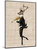 Dancing Deer with Violin-Fab Funky-Mounted Art Print