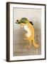 Dancing Fox with Lotus-Leaf Hat-Koson Ohara-Framed Giclee Print