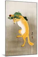 Dancing Fox with Lotus-Leaf Hat-Koson Ohara-Mounted Giclee Print