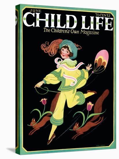 Dancing Girl with Squirrels - Child Life, June 1925-Hazel Frazee-Stretched Canvas