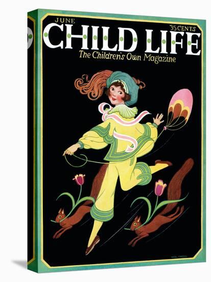 Dancing Girl with Squirrels - Child Life, June 1925-Hazel Frazee-Stretched Canvas