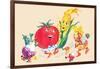 Dancing Happy Vegetables-null-Framed Art Print