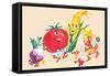 Dancing Happy Vegetables-null-Framed Stretched Canvas