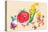 Dancing Happy Vegetables-null-Stretched Canvas