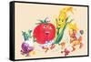 Dancing Happy Vegetables-null-Framed Stretched Canvas