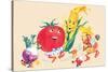 Dancing Happy Vegetables-null-Stretched Canvas