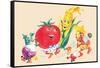 Dancing Happy Vegetables-null-Framed Stretched Canvas