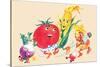 Dancing Happy Vegetables-null-Stretched Canvas