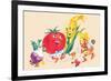 Dancing Happy Vegetables-null-Framed Premium Giclee Print