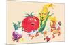 Dancing Happy Vegetables-null-Mounted Premium Giclee Print