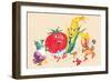 Dancing Happy Vegetables-null-Framed Art Print