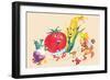 Dancing Happy Vegetables-null-Framed Art Print