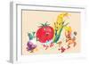 Dancing Happy Vegetables-null-Framed Art Print