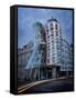 Dancing House (Fred and Ginger Building), by Frank Gehry, at Dusk, Prague, Czech Republic-Nick Servian-Framed Stretched Canvas