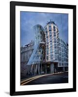 Dancing House (Fred and Ginger Building), by Frank Gehry, at Dusk, Prague, Czech Republic-Nick Servian-Framed Premium Photographic Print