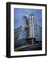 Dancing House (Fred and Ginger Building), by Frank Gehry, at Dusk, Prague, Czech Republic-Nick Servian-Framed Photographic Print